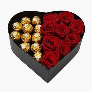 Ferrero Rocher and Red Roses Heart Box (FGB157) - Flowers Gifts and Balloons