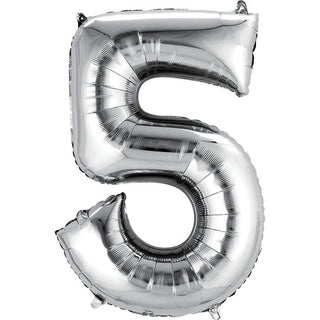 Silver Number Balloon, 34 Inches  (FGB53) - Flowers Gifts and Balloons