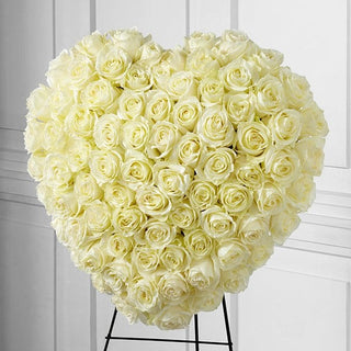 White Roses Heart-Shaped Wreath  (FGB123) - Flowers Gifts and Balloons