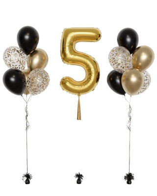 Golden  and Black  Birthday Celebration (FGB177) - Flowers Gifts and Balloons
