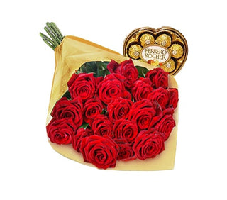 Two Dozen Red Roses with Ferrero  (FGB201) - Flowers Gifts and Balloons