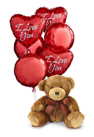 Teddy Bear I Love You Heart Balloon Bouquet (FGB60) - Flowers Gifts and Balloons